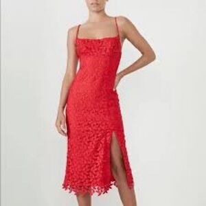 NWT Bardot  Size 4 Red Lace Dress Worn On TV with Slit